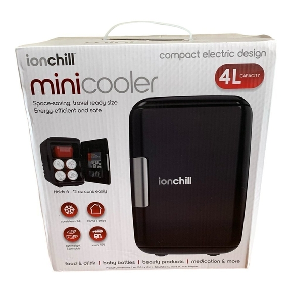 NIB Ionchill Minicooler AC/DC Portable Thermoelectric Cooler 4L Travel Fridge - Picture 2 of 5